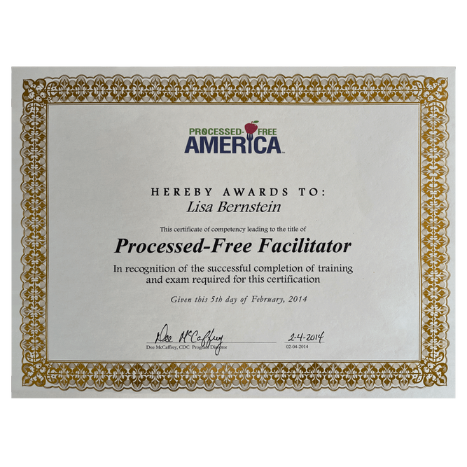 Processed-Free America Certification for Lisa Lopez